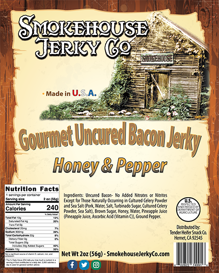 Honey Pepper Bacon Jerky - GLUTEN FREE
