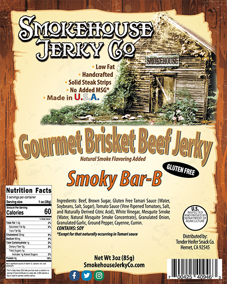 Smoky Barbecue Brisket Beef Jerky - GLUTEN FREE