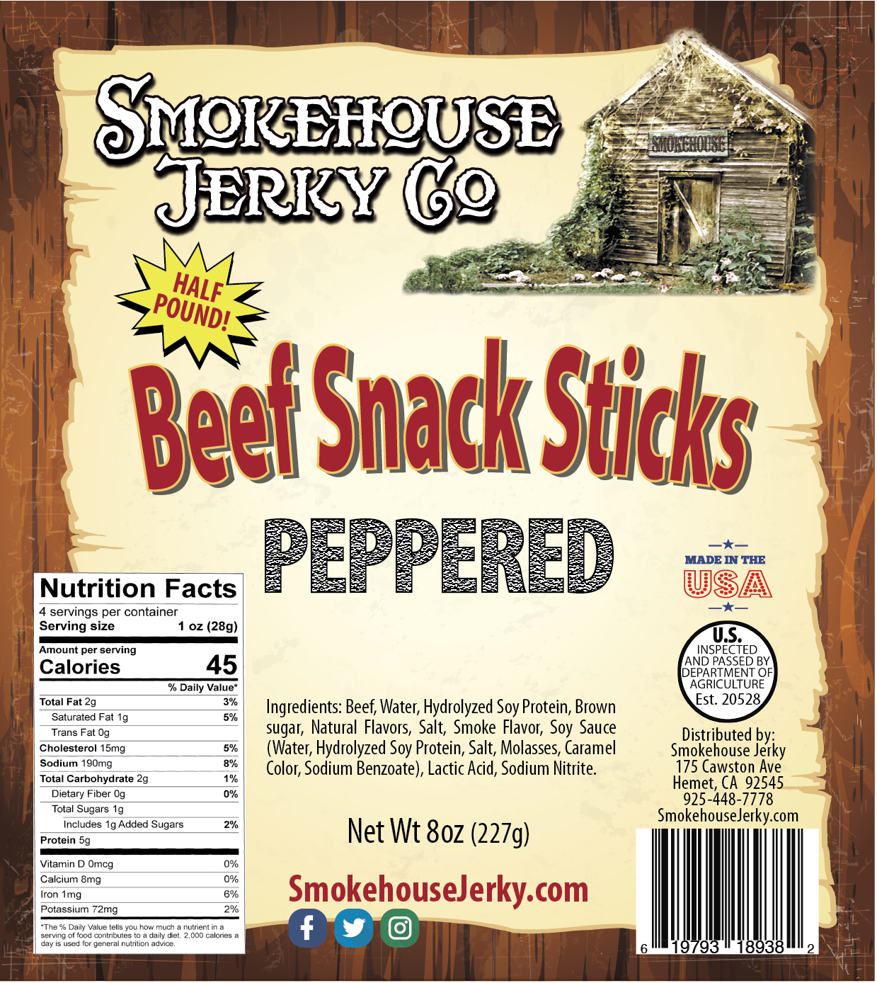 1/2 Pound of Peppered Beef Sticks