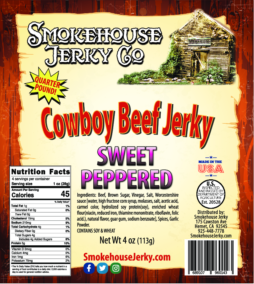 4oz Sweet Peppered Cowboy Beef Jerky