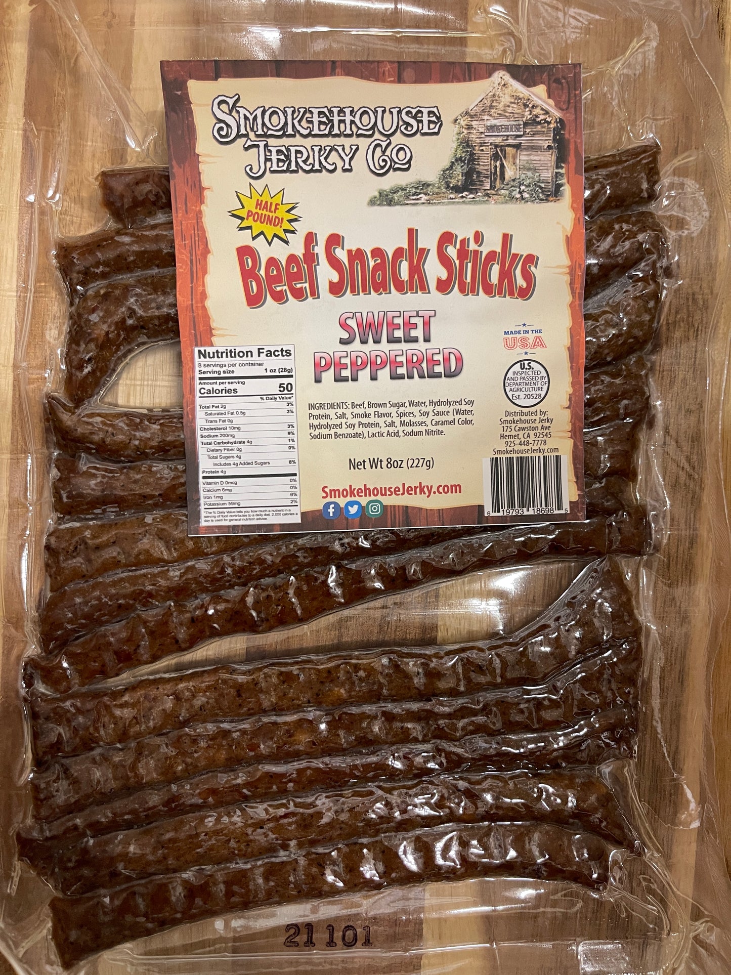 1/2 Pound of Sweet Peppered Beef Sticks