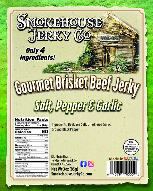 Salt, Pepper & Garlic 'Clean' Beef Jerky
