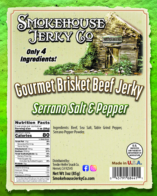 Serrano Salt & Pepper "Clean" Beef Jerky