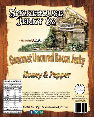 Honey Pepper Bacon Jerky - GLUTEN FREE