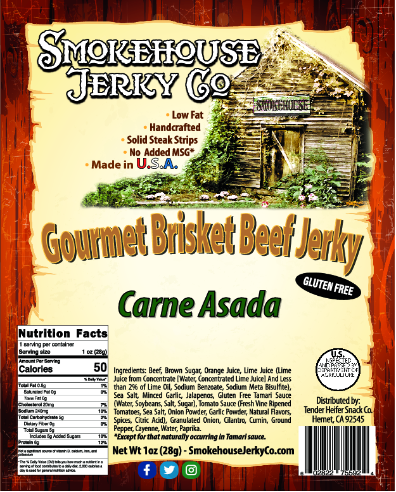 Carne Asada Brisket Beef Jerky - GLUTEN FREE