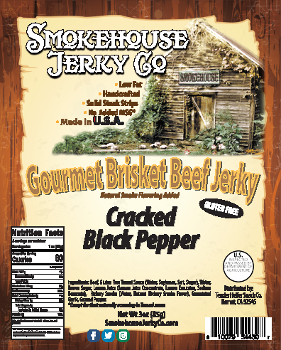 Cracked Black Pepper Brisket Beef Jerky - GLUTEN FREE