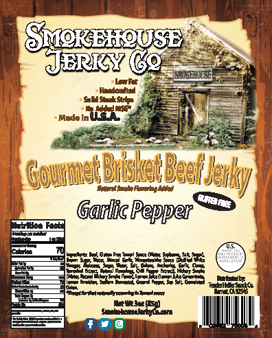 Garlic Pepper Brisket Beef Jerky - GLUTEN FREE
